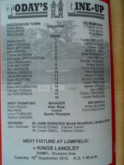 Team sheet